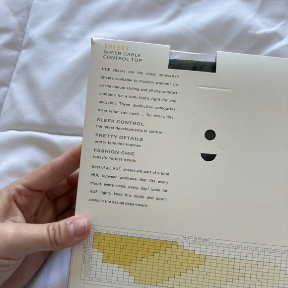 NEW Vintage HUE Womens 3 Black Sheer Control Top Pantyhose #2076 Made In USA - Picture 6 of 6